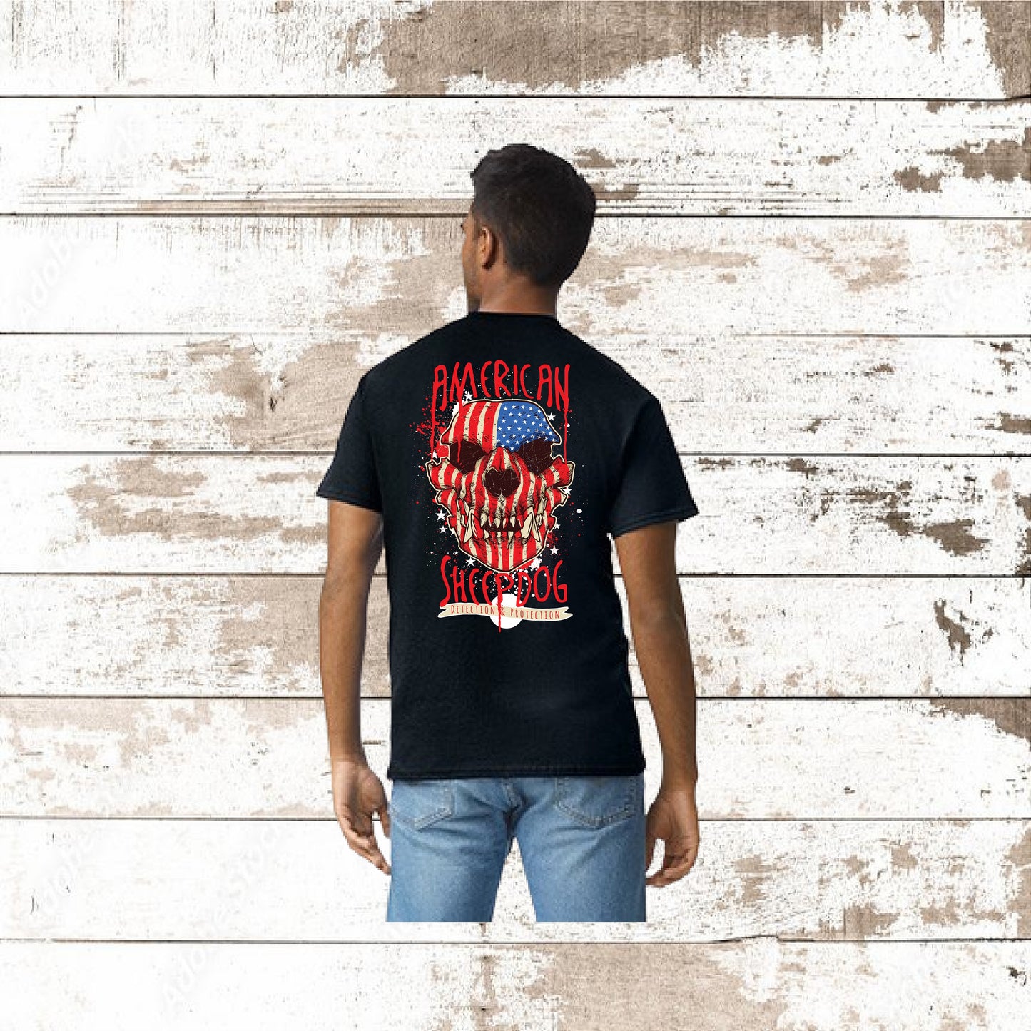 SKULL AMERICAN SHEEPDOG T-SHIRT