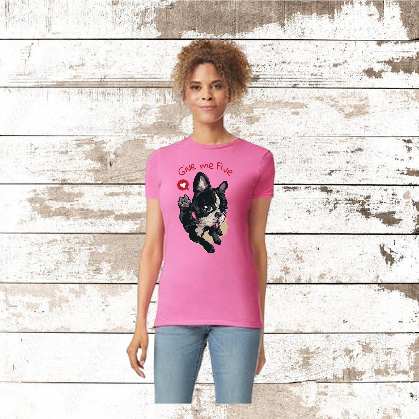 DEZERT GRAPHIC WORX,T-SHIRT,100% COTTON,DOG,GIVE ME FIVE