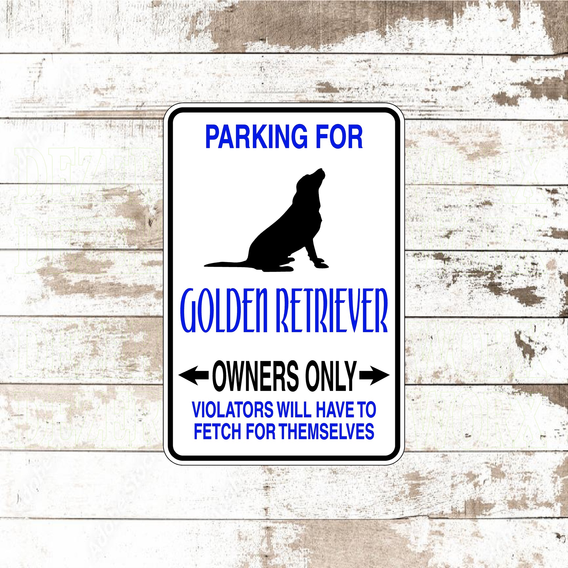 Dezert Graphic Worx,dog,golden retriever,sign,aluminum