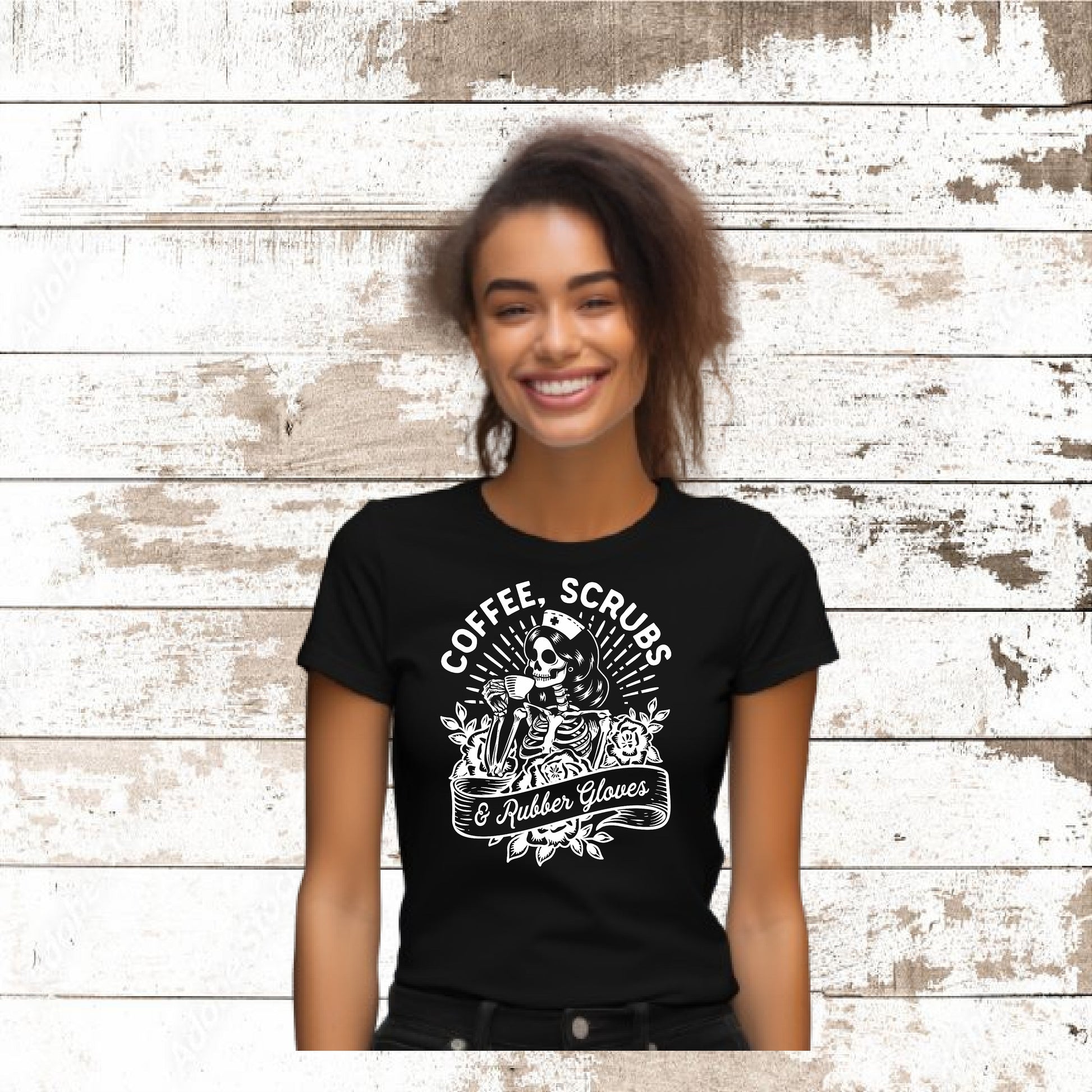 DEZERT GRAPHIC WORX,T-SHIRT,100% COTTON,COFFEE,NURSE
