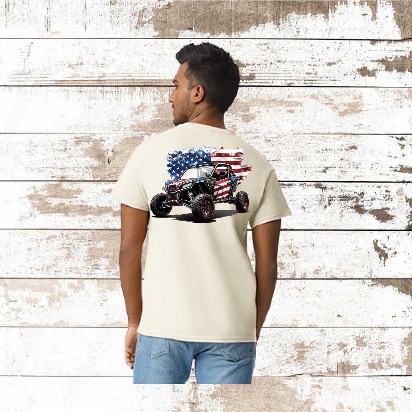UTV/ATV WITH AMERICAN FLAG T-SHIRT