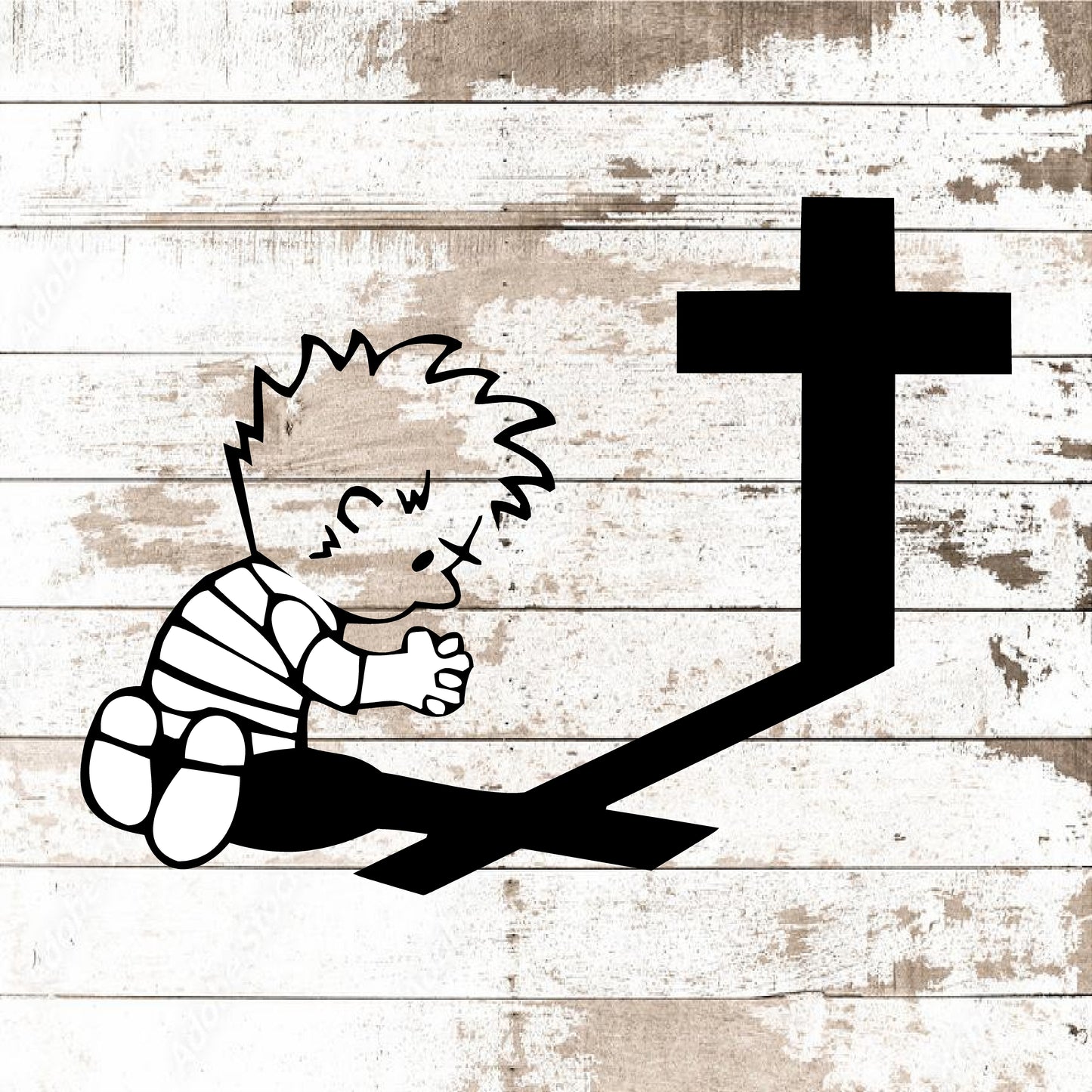 CALVIN PRAYING VINYL DECAL