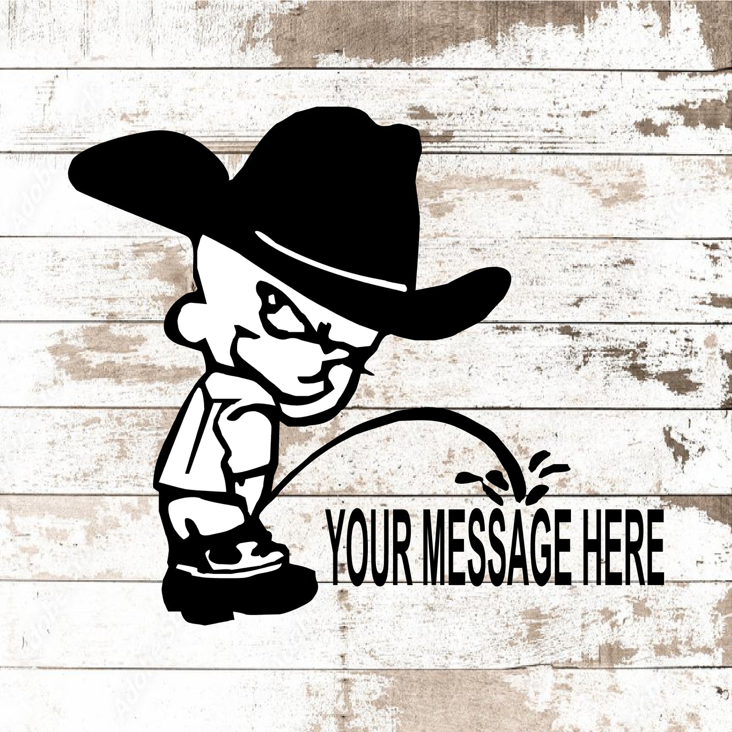 COWBOY CALVIN PEEING ON YOUR MESSAGE VINYL DECAL
