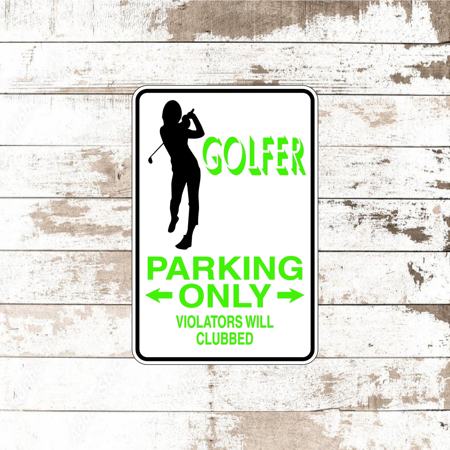 Dezert Graphic Worx,women golfer,sign,aluminum