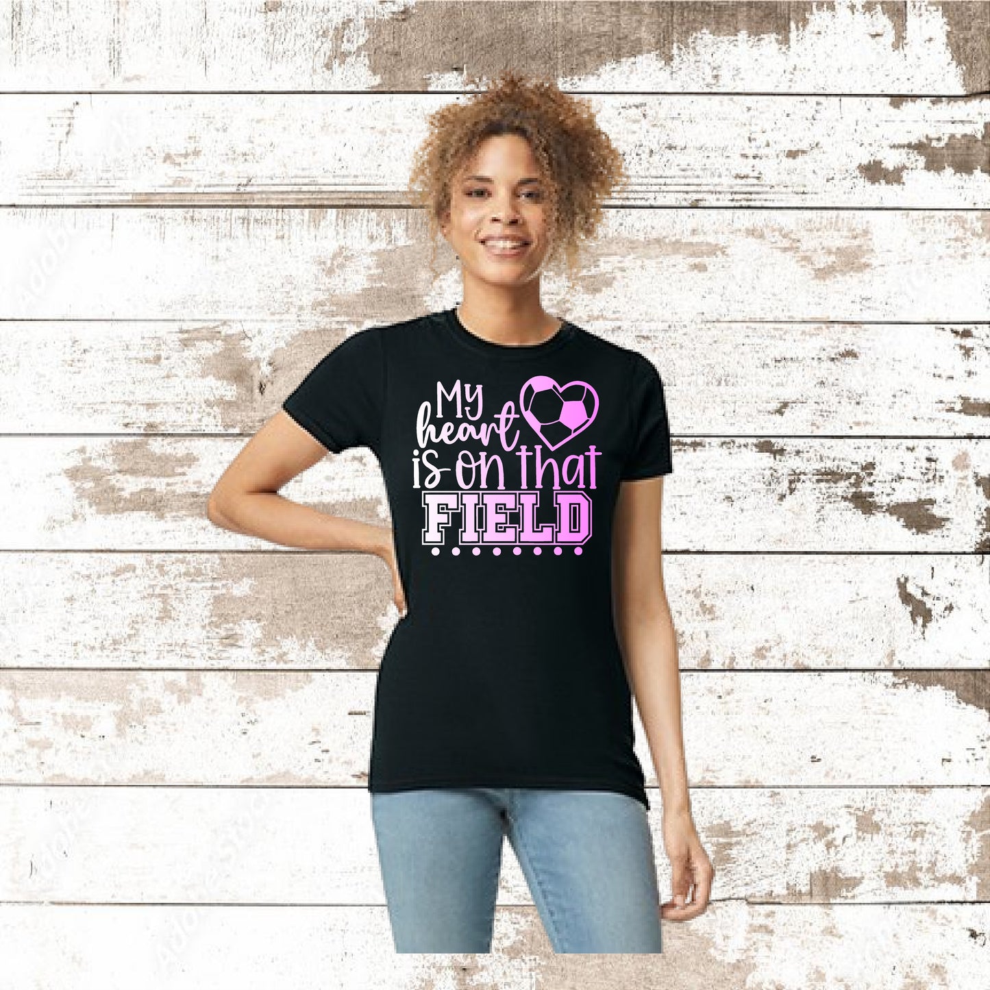 DEZERT GRAPHIC WORX,T-SHIRT,100% COTTON,SOCCER,MY HEART IS ON THE FIELD