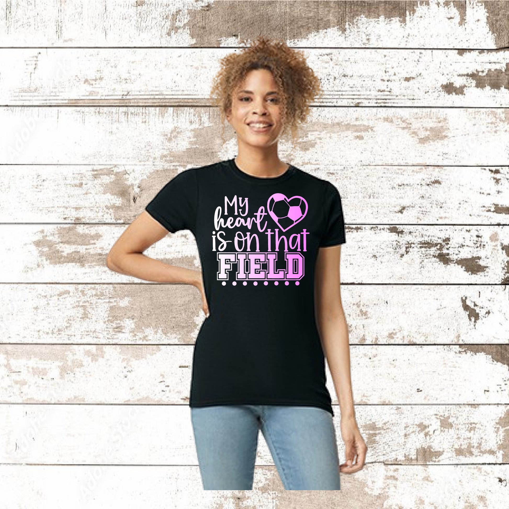 DEZERT GRAPHIC WORX,T-SHIRT,100% COTTON,SOCCER,MY HEART IS ON THE FIELD